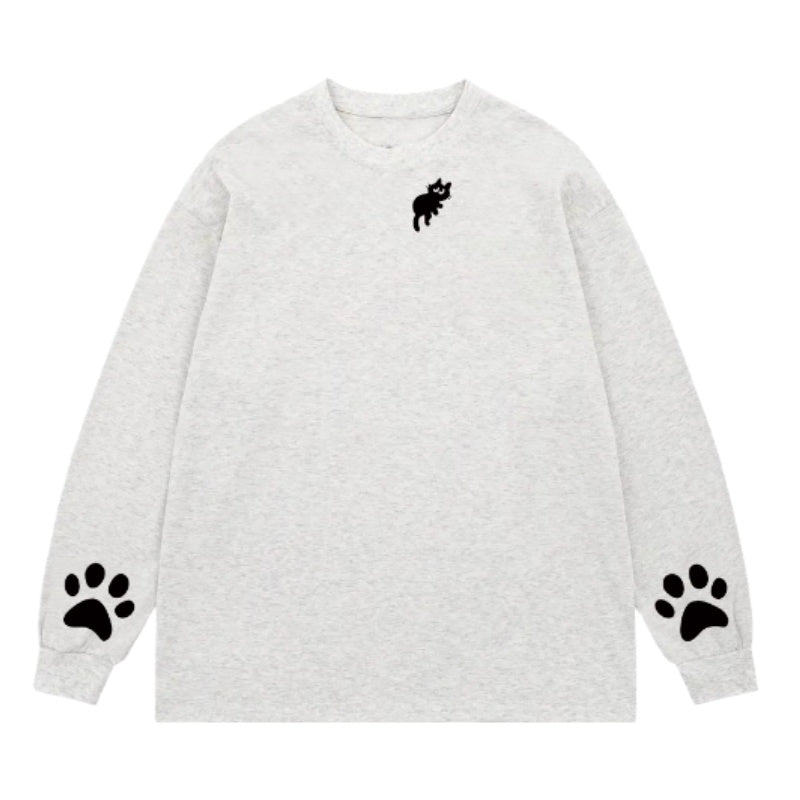 Fun Cat Print Light Gray Sweatshirt