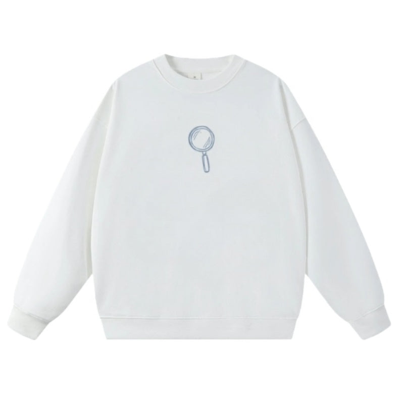 Magnifying Glass Print White Sweatshirt