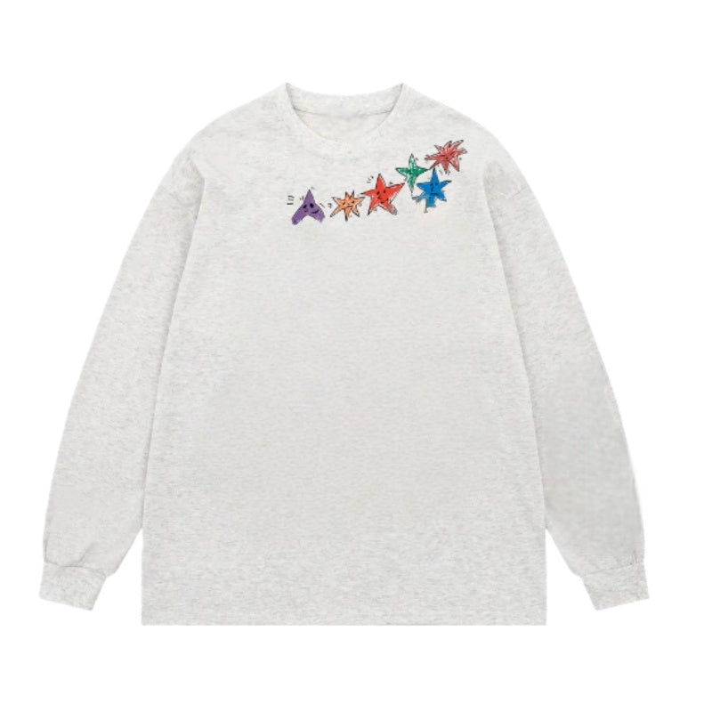 Comfortable Pure Cotton Star Print Sweatshirt